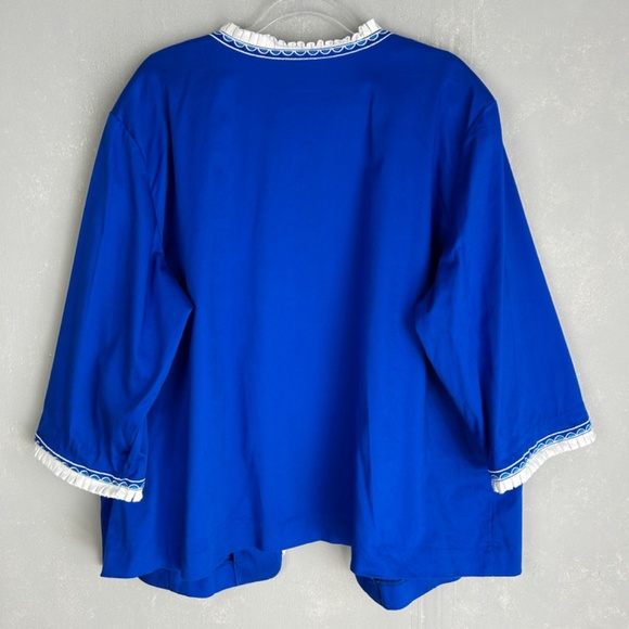 Bob Mackie blazer jacket plus size 3X open front embroidered blue wearable art - Picture 7 of 10